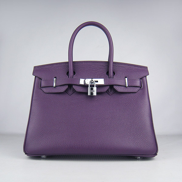 Replica Hermes Birkin 30CM Togo Leather Bag Purple 6088 On Sale - Click Image to Close